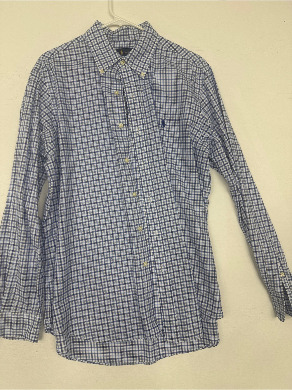 Ralph Lauren Light Blue and White Checked Button-Down Shirt